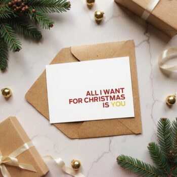 Klappbare Grußkarte- All i want for christmas …