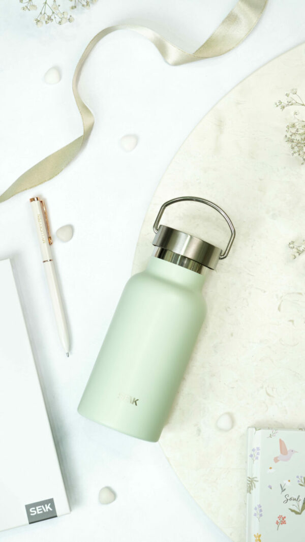 Wasserflasche / Thermosflasche - Pastellgrün 350 ml – Bild 5