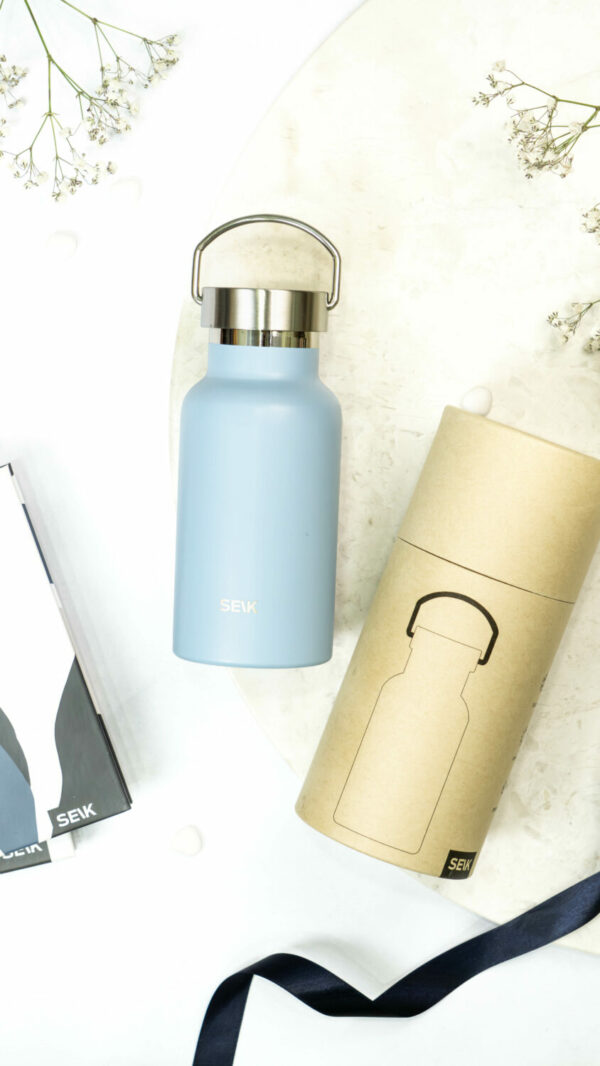 Wasserflasche / Thermosflasche - Pastellblau 350 ml – Bild 2